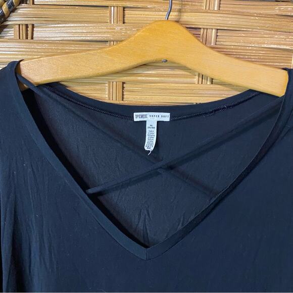 PINK Victoria's Secret Black oversized supersoft Long Sleeve Blouse Modal Medium - Picture 5 of 8